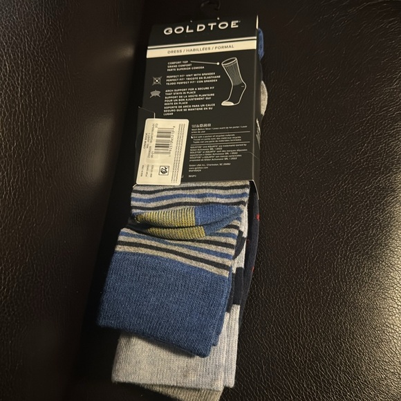 Mens GoldToe 3pk Dress Stripe Dots Crew Socks - Picture 8 of 10